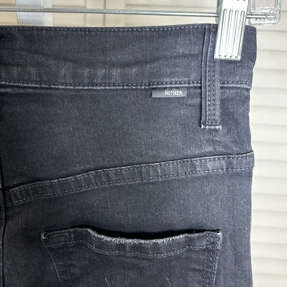 Mother Tippy Top Frisky Flood Not Guilty Black Denim Straight Jeans Size 25 - Picture 11 of 14